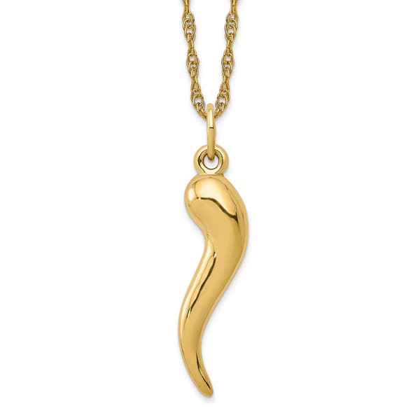 Gold Classics(tm) 10kt. Italian Horn Pendant & Gold Filled Chain - image 