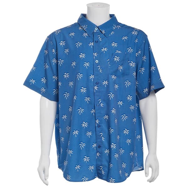 Mens Big & Tall Joe Marlin Palm Trees & Diamond Button Down Shirt