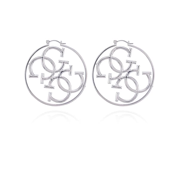 Guess Silver-Tone G Logo Hoop Earrings - image 