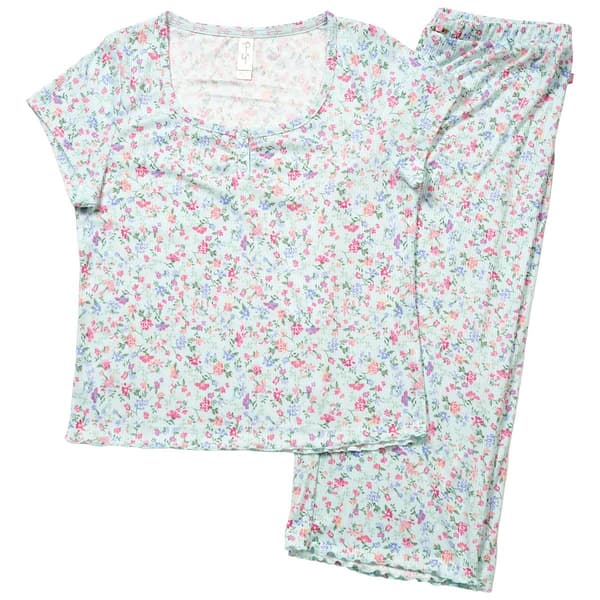 Petite Jessica Simpson Short Sleeve Willow Capri Pajama Set