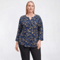 Plus Size Napa Valley 3/4 Sleeve Floral Pleat Button Front Blouse - image 1