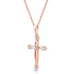 Nova Star® Lab Grown Diamond Rose Gold Plated Twist Cross Pendant