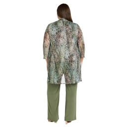 Plus Size R&M Richards 3pc. Abstract Metallic Crinkle Pant Set