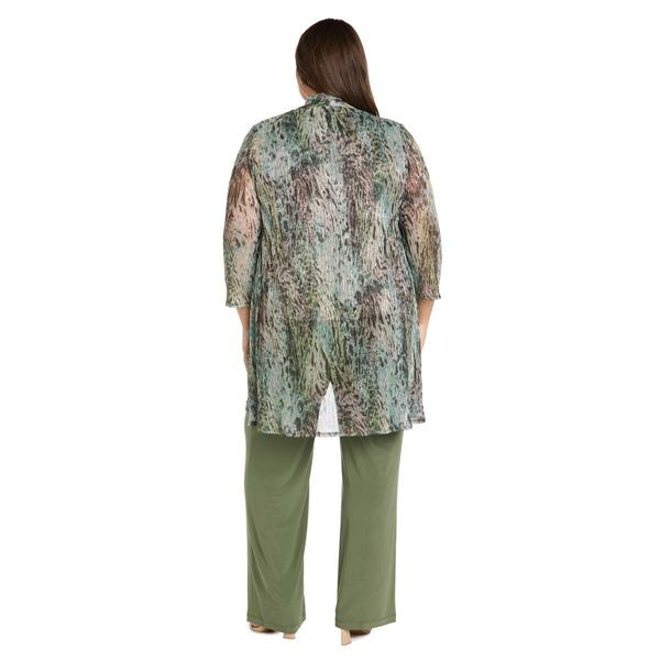Plus Size R&M Richards 3pc. Abstract Metallic Crinkle Pant Set