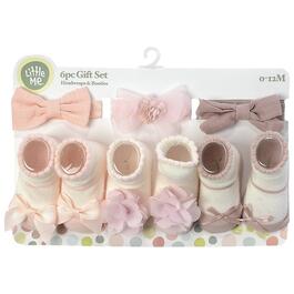 Baby Girl Little Me 6pc. Bow Headwrap Booties Set