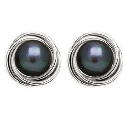 Sterling Silver Peacock Pearl Love Knot Stud Earrings