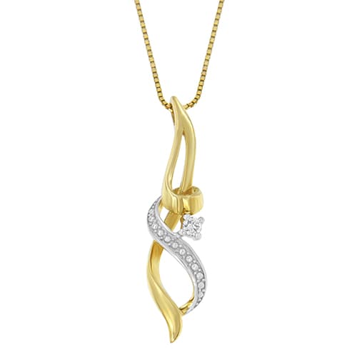 Espira 10kt. Gold 1/20ctw. Diamond Accent Swirl Necklace