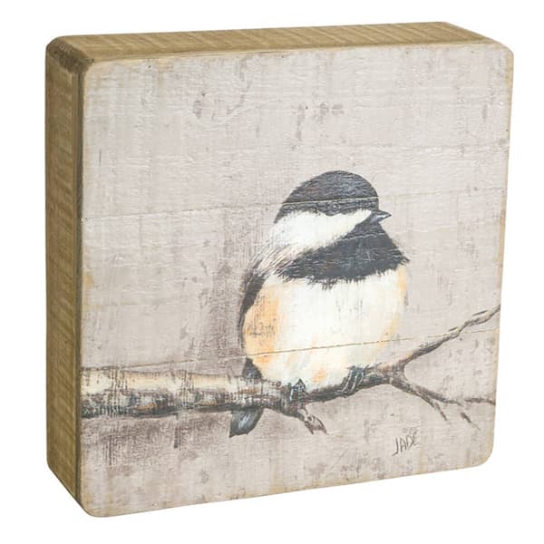 Melrose Rustic Wood Bird Plaque - Set of 4