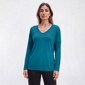 Womens MUK LUKS(R) Long Sleeve Cloud Knit V-Neck Pajama Tee - image 1