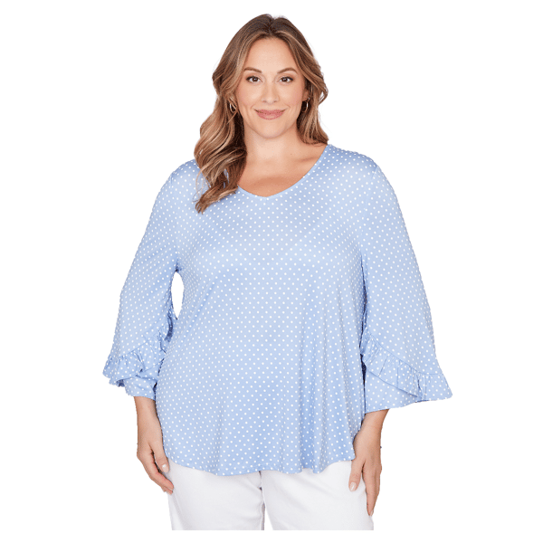 Women''s Ruby Rd. California Dreaming V-Neck Polka Dot Puff Print