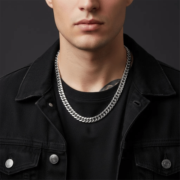 Mens Iron Saints 8mm Cuban Link Silver-Tone Necklace