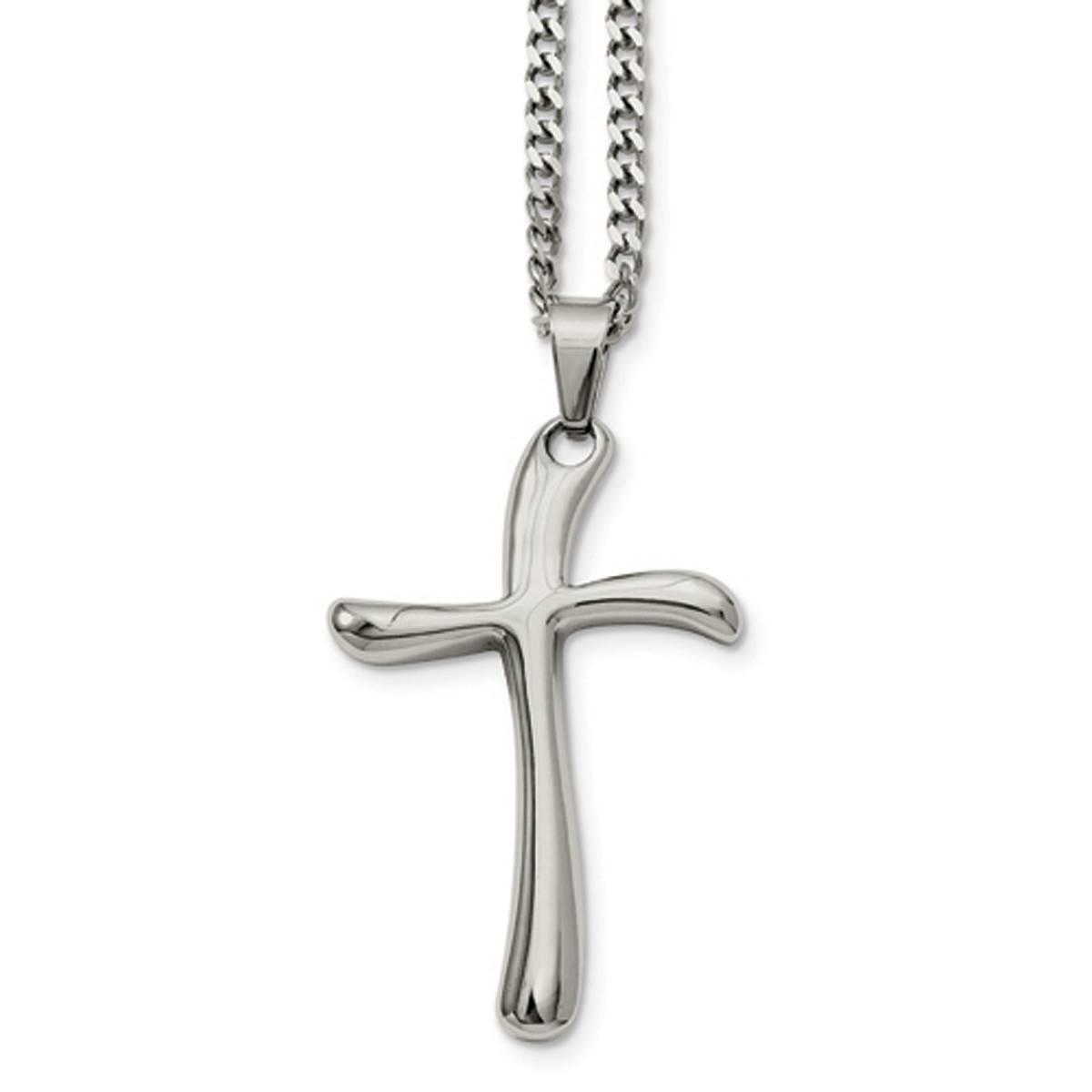 Mens Gentlemens Classics™ Polished Steel Cross Necklace