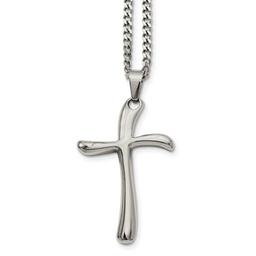 Mens Gentlemens Classics(tm) Polished Steel Cross Necklace