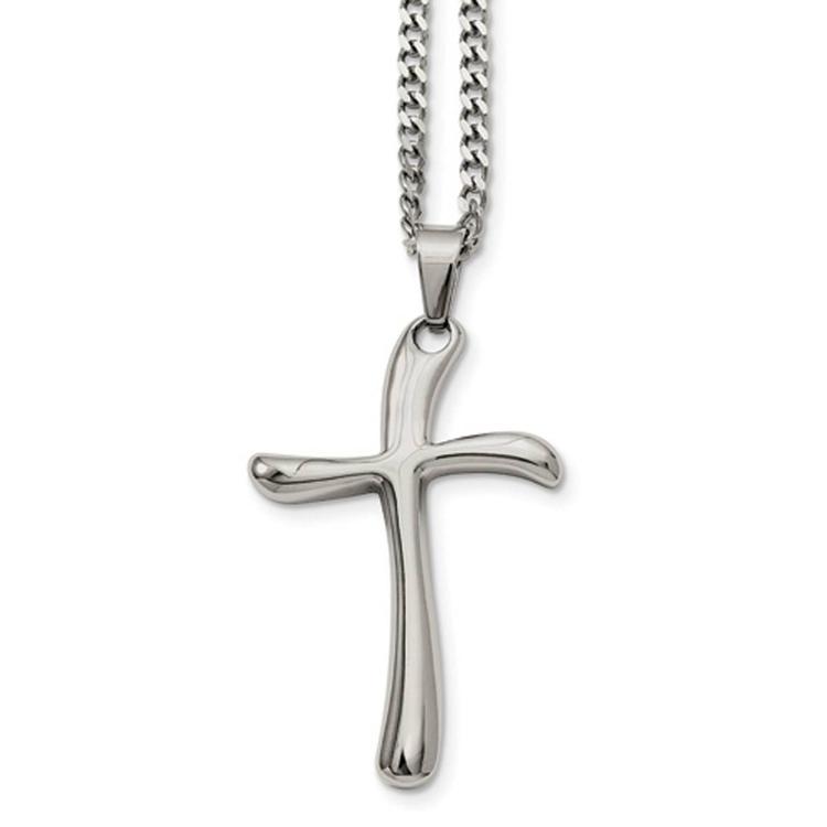 Mens Gentlemens Classics(tm) Polished Steel Cross Necklace