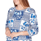 Womens Alfred Dunner Mykonos Framed Floral Ruched Side Tie Top - image 5