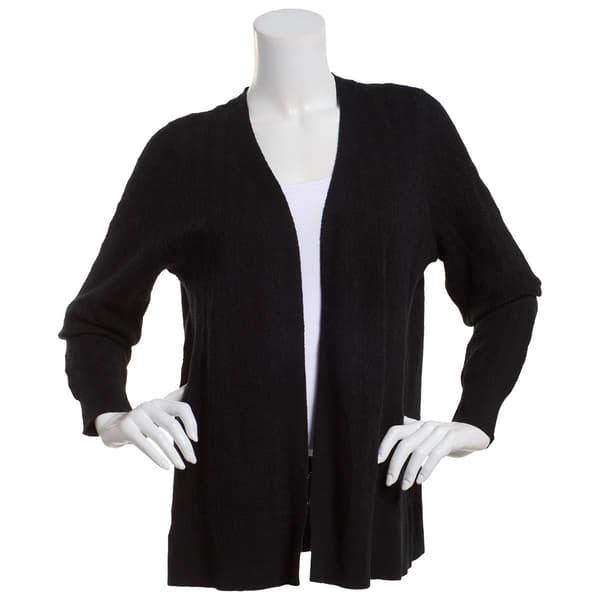 Petite Napa Valley Long Sleeve Pointelle Open Front Cardigan