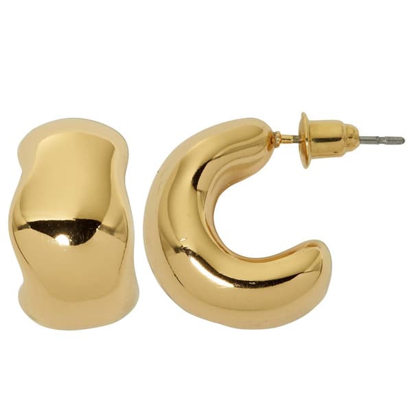 Design Collection 0.75in. Gold-Tone Sculpted Wide Button Earrings - image 