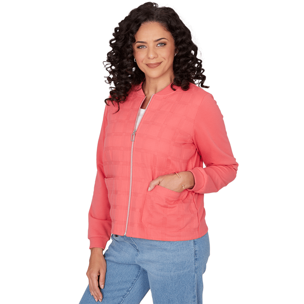 Petite Alfred Dunner Austin Quilted Knit Zip Front Jacket