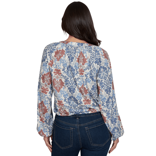 Womens Skye’s the Limit Urban Heirloom Tie Neck Damask Blouse