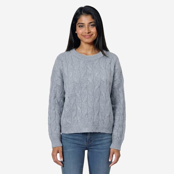 Juniors Pink Rose Cloud Mossy Meet & Greet Crew Pullover Sweater - image 