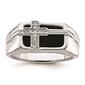 Mens Pure Fire 14kt. White Gold Onyx Lab Grown Diamond Cross Ring - image 2