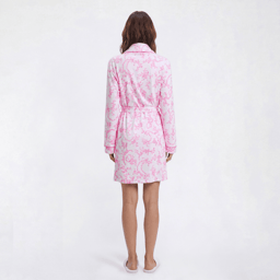 Womens Laura Ashley® Long Sleeve Bow Toile Shawl Collar Robe