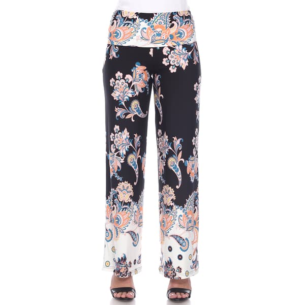 Plus Size White Mark Floral Paisley Print Palazzo Pants