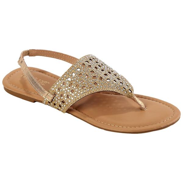 Womens Fifth & Luxe Shimmer Cut-Out Thong Sandals - image 