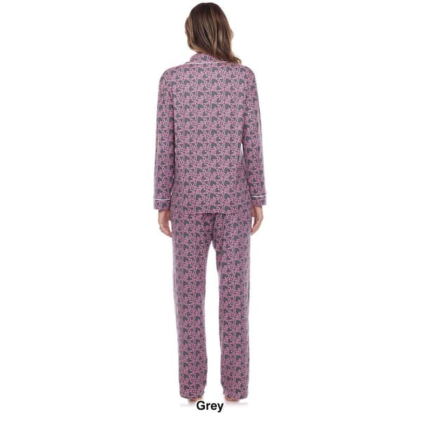 Womens White Mark Long Sleeve Heart Print Pajama Set