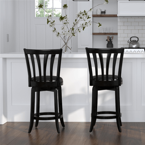 HH2 Home Savana Black Wood Counter Height Swivel Stool