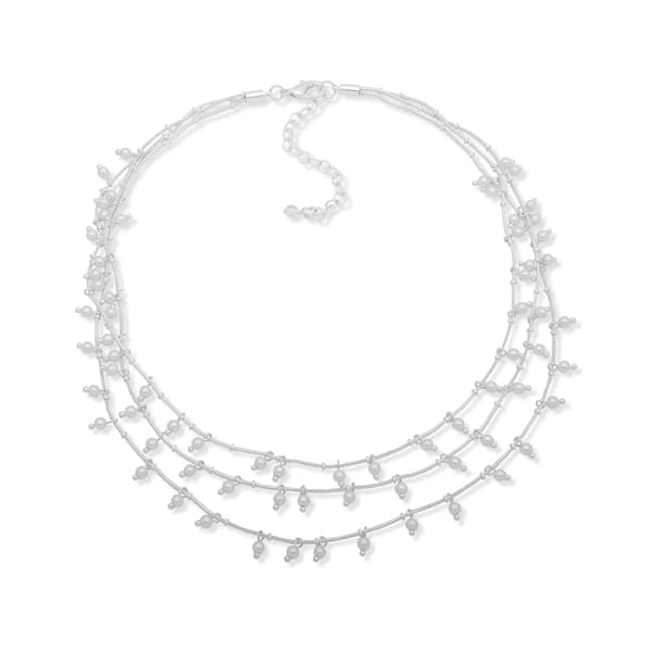 You're Invited Silver Pearl Drop Collar Necklace - image 
