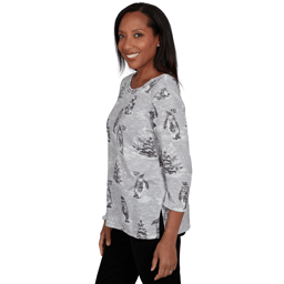 Womens Alfred Dunner Classics Penguins and Trees Blouse