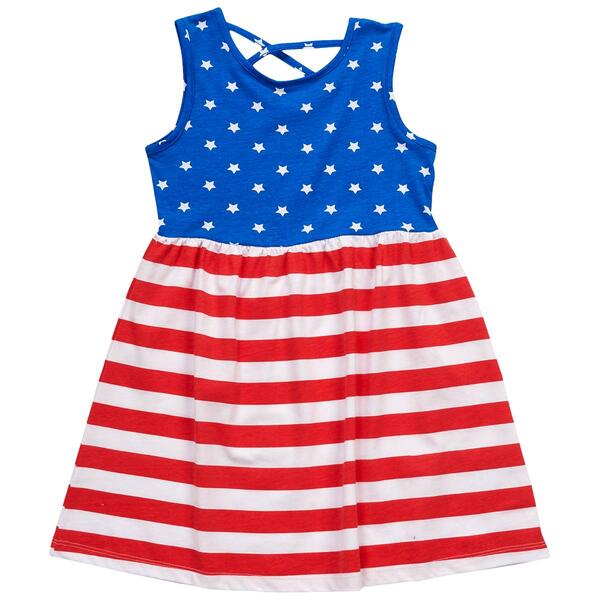 Girls &#40;4-6x&#41; Freestyle Revolution Star & Stripes Skater Dress - image 