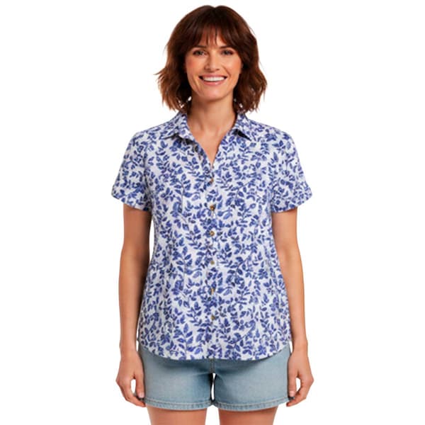 Petite Hasting & Smith Short Sleeve Leaf Vine Crinkle Blouse - image 