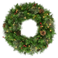 Puleo International 24in. Pre-Lit Pinecone& Berries Pine Wreath - image 1