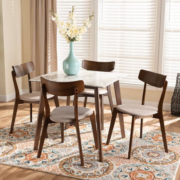 Baxton Studio Reba Modern Walnut Brown Wood 5pc. Dining Set