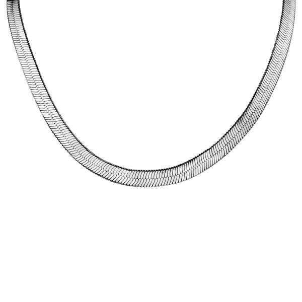 Wearable Art Silver-Tone Herringbone Chain Necklace - image 