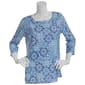 Petite Emily Daniels 3/4 Sleeve Medallion Jacquard Tee - image 1