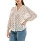 Womens Zac & Rachel 3/4 Sleeve Front Button Dot Blouse - image 3