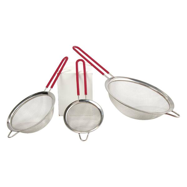 3pc. Strainer Set w/ Silicone Handles - Red - image 