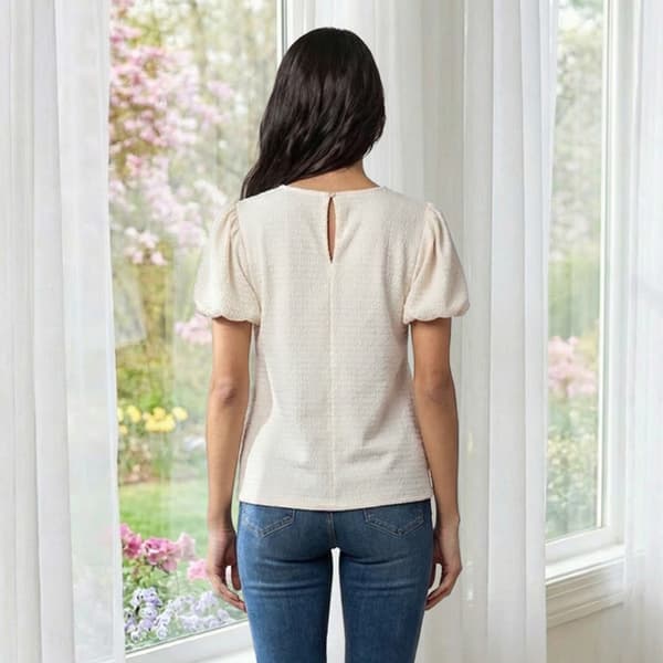 Womens Cece Short Bubble Sleeve Textured Knit Blouse