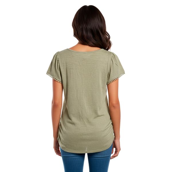 Womens French Laundry Short Sleeve Solid Scoop Tee w/Shirring