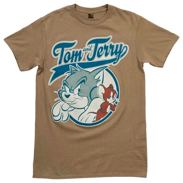 Young Mens Short Sleeve Tom and Jerry Graphic Tee - image 