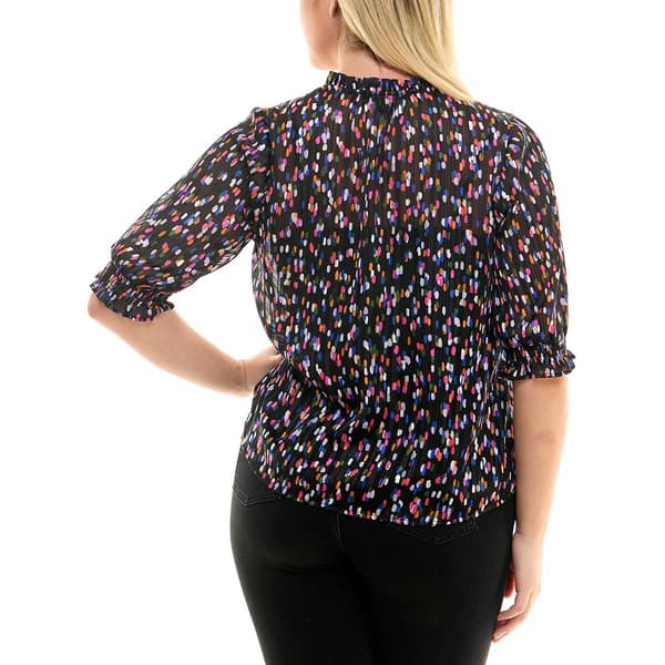 Petite Zac & Rachel Bracelet Sleeve Shadow Blur Dots Lurex Blouse