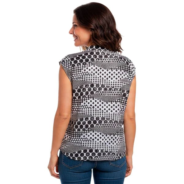 Petite Emily Daniels Cap Sleeve Foil Dot Button Front Blouse