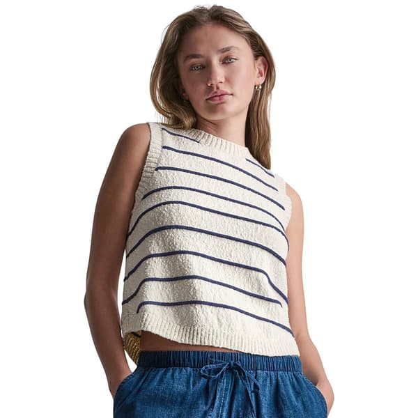 Womens DKNY Jeans Sleeveless Crewneck Striped Sweater