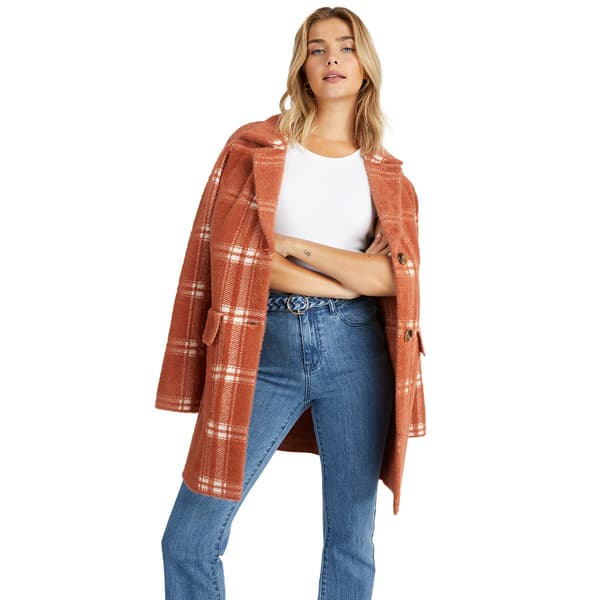Womens NVLT Plaid Coatigan