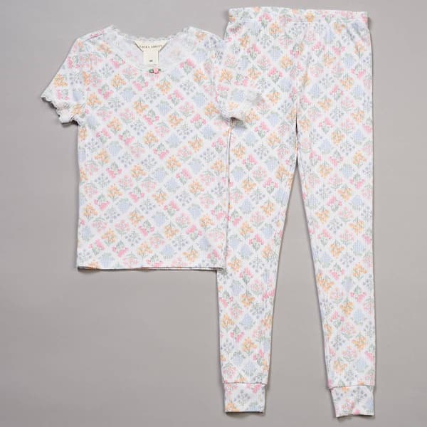 Girls (4-6x) Laura Ashley Short Sleeve Geo Bouquets Pajama Set - image 
