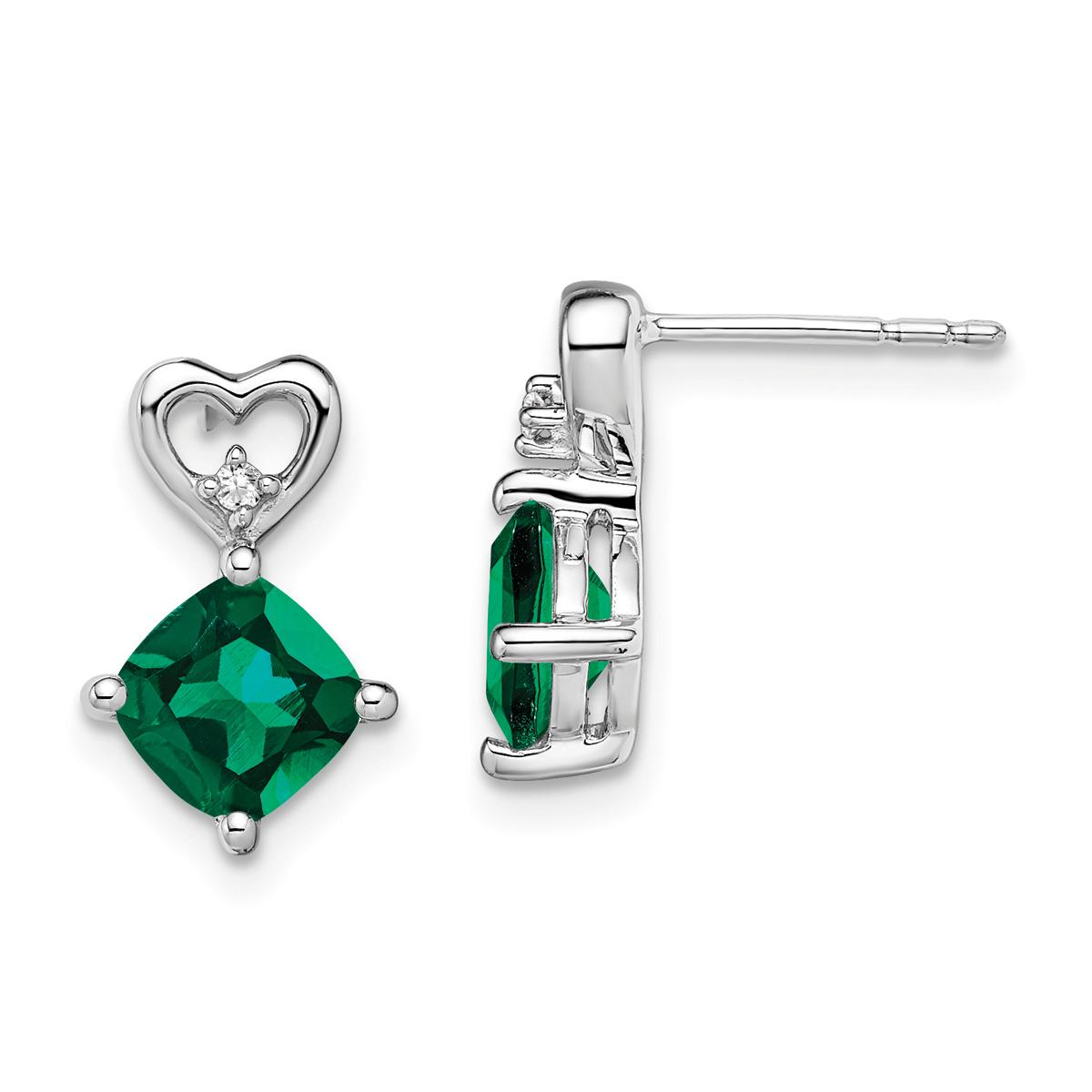 14kt. White Gold Emerald Diamond Stud Earrings