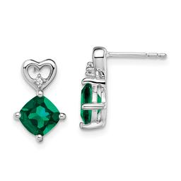 14kt. White Gold Emerald Diamond Stud Earrings
